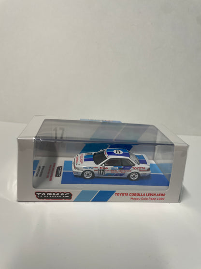 Tarmac Work 1/64 #17 Toyota Corolla Levin AE92  Macau Guia Race 1989 White & Blue Hobby64  - T64-036-89MGP17