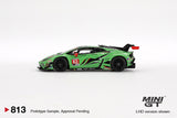 Mini GT 1/64 Lamborghini Huracán GT3 EVO2 #63 IMSA 2023  Daytona 24 Hrs Iron Lynx Green
