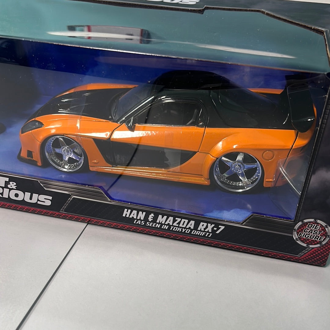 Jada 1/24 1995 Mazda RX-7 Widebody w/ Han Figure Tokyo Drift Fast