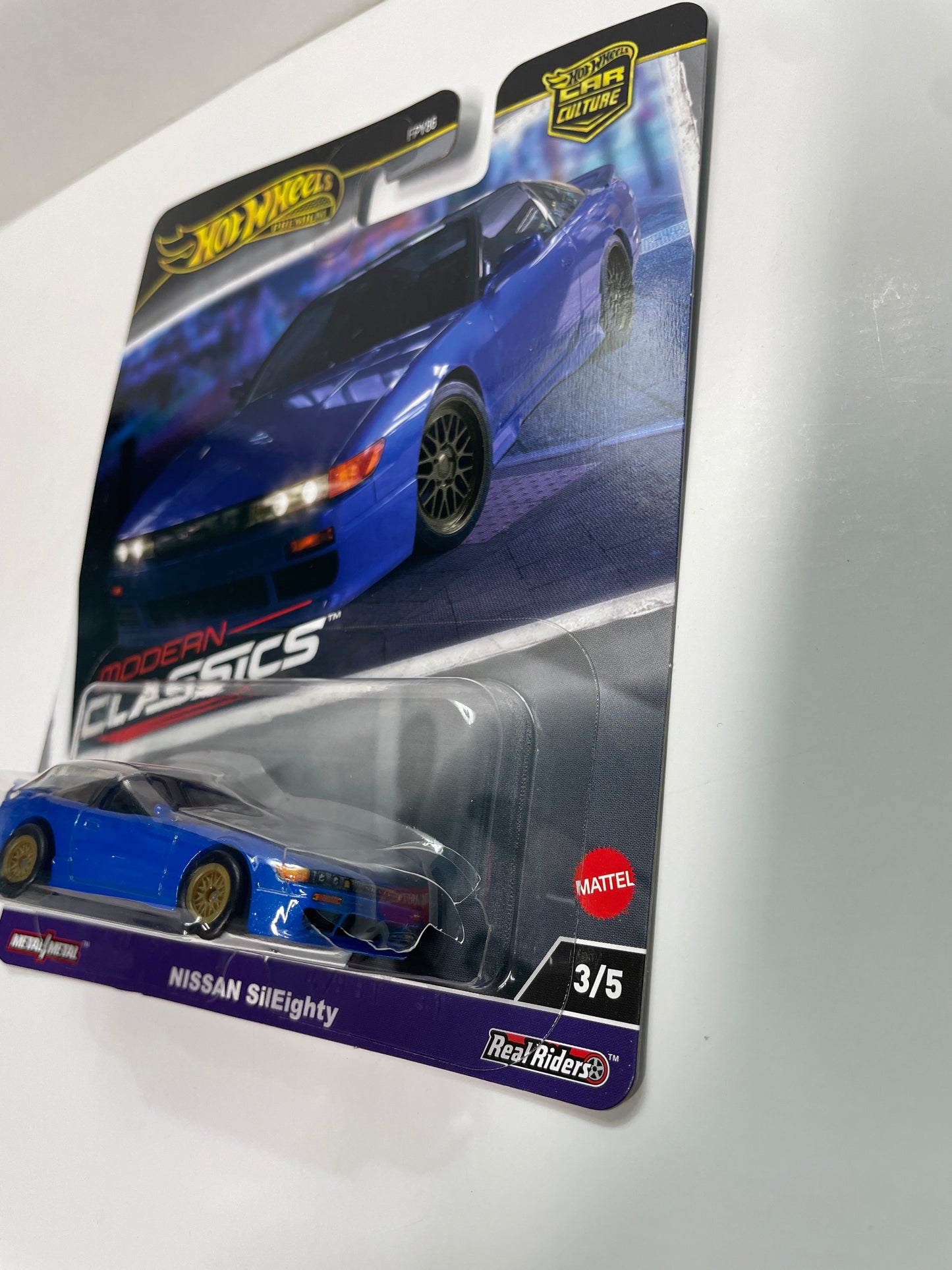 Hot Wheels 1/64 Car Culture Modern Classics Nissan SilEighty Blue - HRV75 - Damaged Box