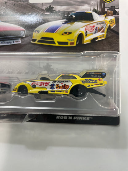 Hot Wheels 1/64 Premium Car Culture 2 Pack ‘72 Plymouth Cuda FC White & Rob’n Pinks Yellow - JBL01