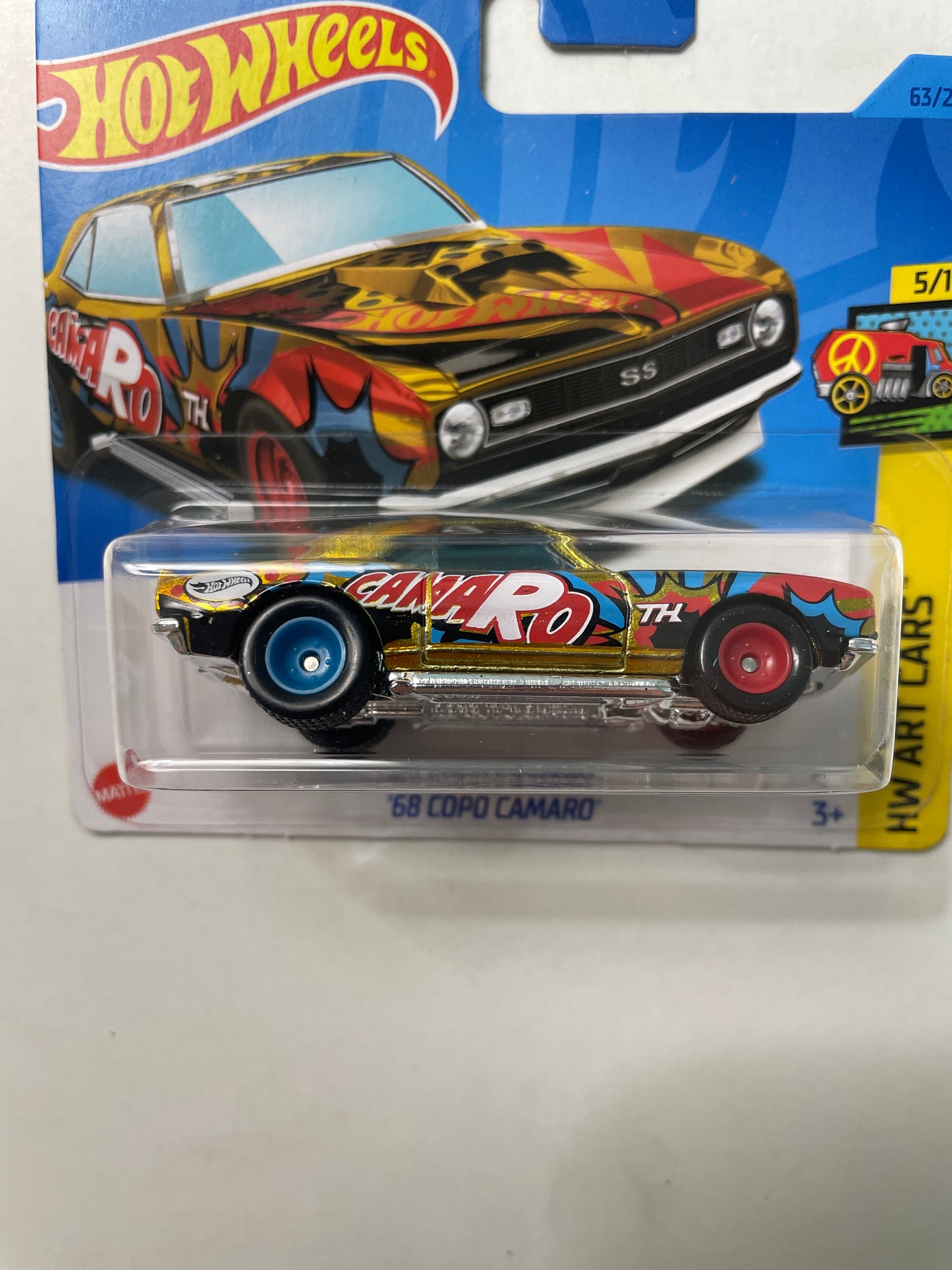 Hot Wheels 1/64 Super Treasure Hunt ‘68 Copo Camaro Gold Short Card