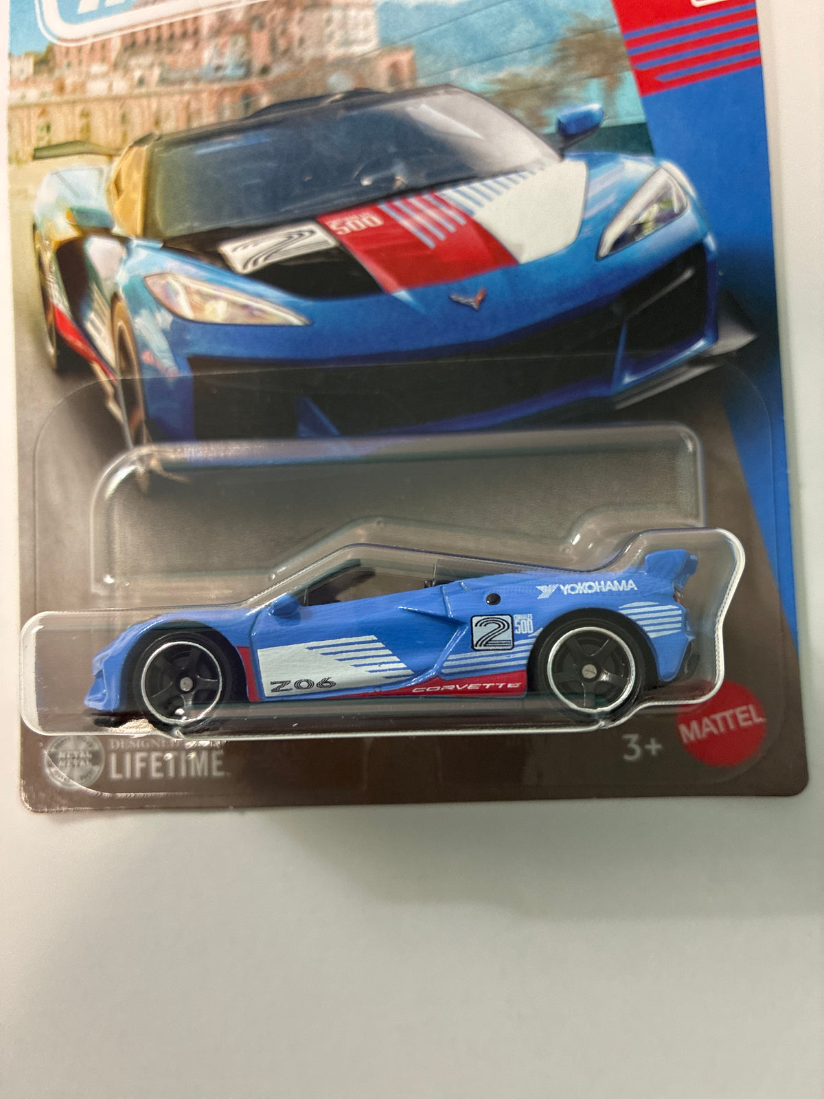 Matchbox 1/64 Super Cars Series 2023 Chevy Corvette Z06 Convertible/ Decapotable Blue - JJR53 - Damaged Box