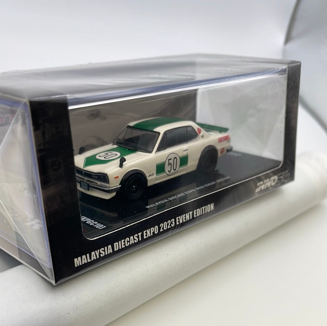 Inno64 1/64 Nissan Skyline 2000 GT-R (KPGC10) Malaysia Diecast Expo 2023 Event Edition White