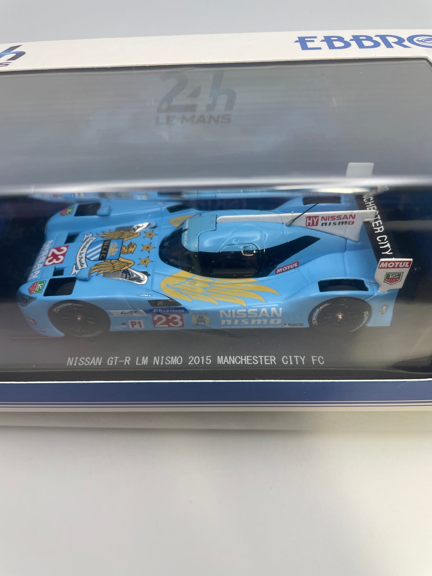 Ebbro 1/43 Nissan GT-R LM Nismo 2015 Manchester City FC n23 Blue