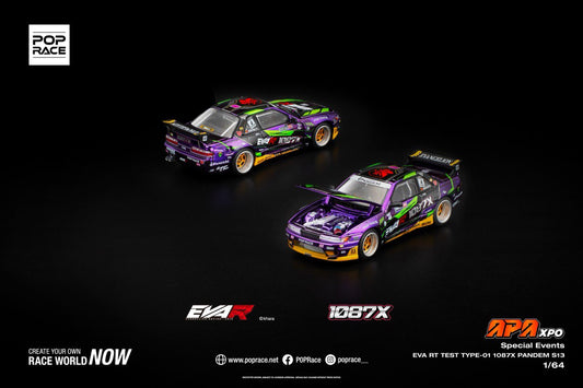 Pop Race 1/64 APA XPO 2025 Exclusive Model EVA RT Test Type-01 1087x Pandem Nissan Silvia (S13) - S43-APAxpo2025