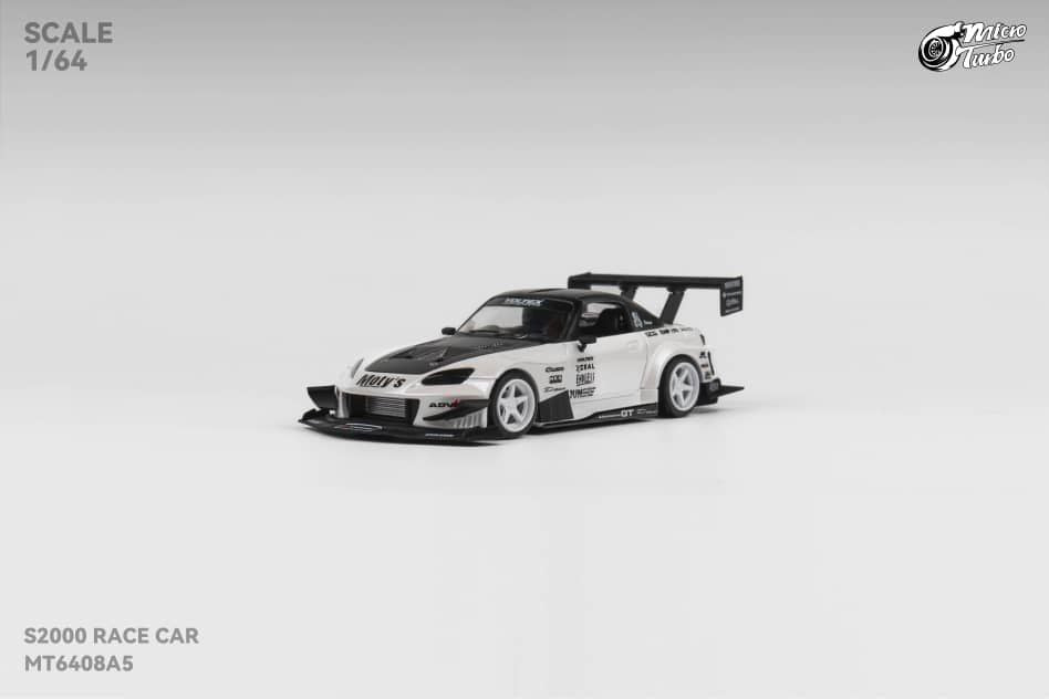 Micro Turbo 1/64 Honda S2000 Race Car Metallic White