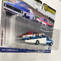 Hot Wheels 1/64 Car Culture Team Transport ‘66 Chevelle  & ‘72 Chevy Ramp Truck Blue & Red