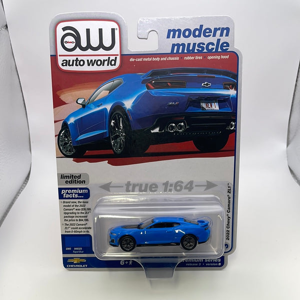 1/64 Auto World Modern Muscle Version B 2022 Chevy Camaro ZL1 Rapid Blue