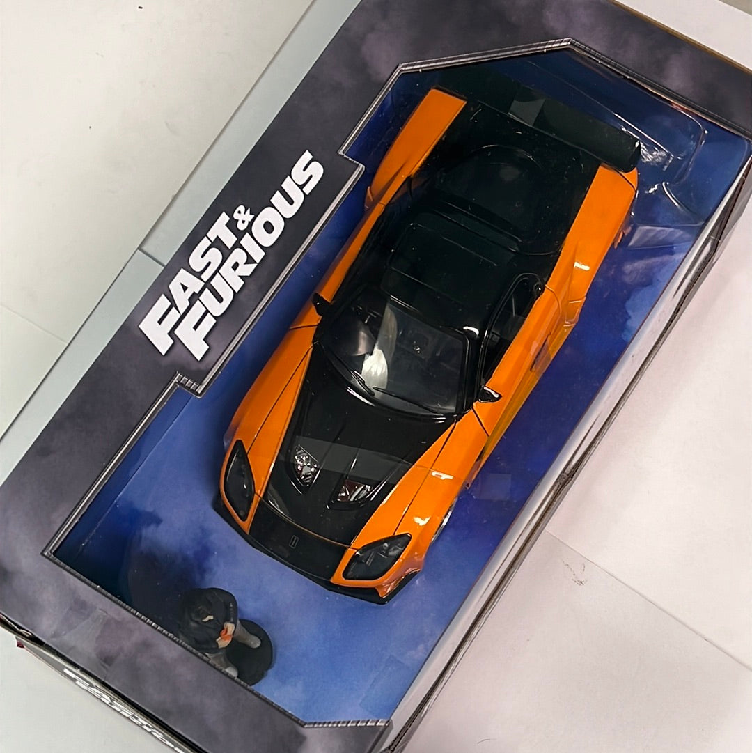 Jada 1/24 1995 Mazda RX-7 Widebody w/ Han Figure Tokyo Drift Fast and Furious - Damaged Box