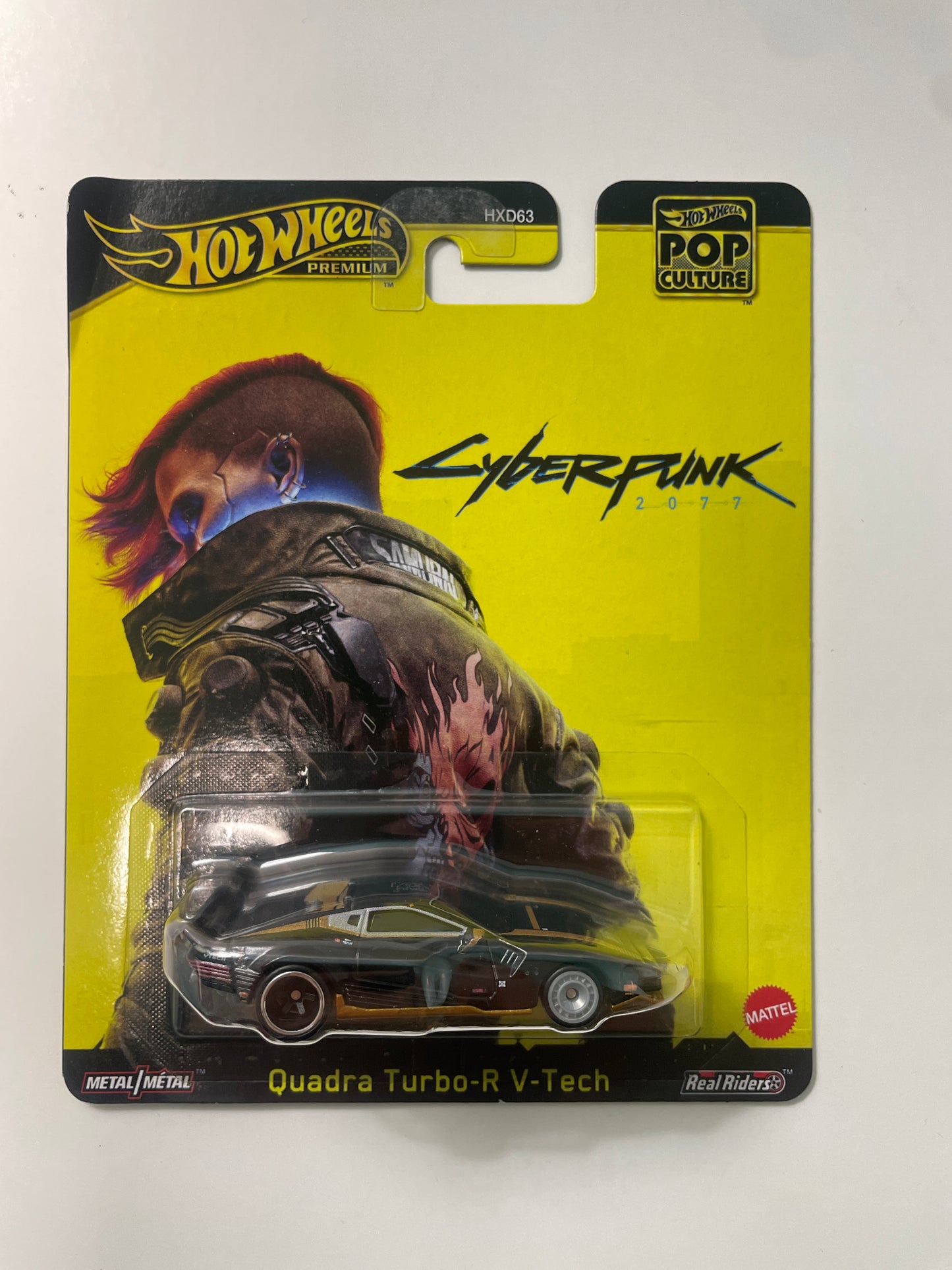 Hot Wheels 1/64 Pop Culture Cyber Punk 2077 Quadra Turbo-R V-Tech Black - JBL57 - Damaged Box
