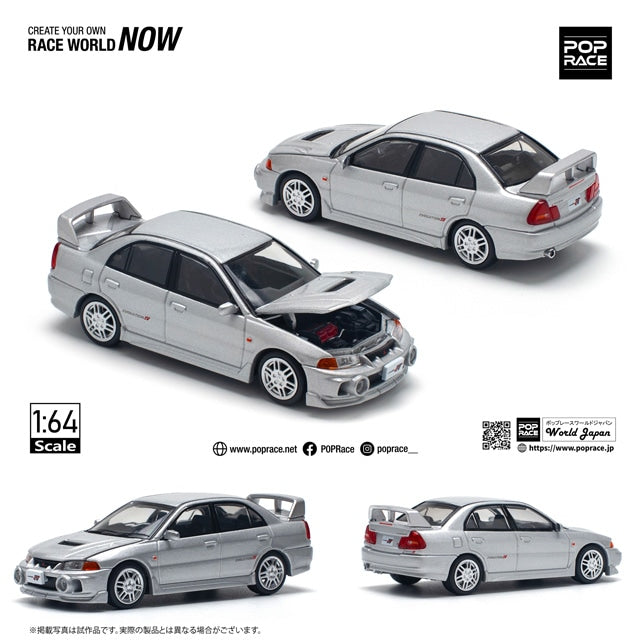 Pop Race 1/64 Mitsubishi Lancer Evolution IV Silver