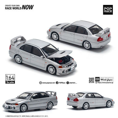 Pop Race 1/64 Mitsubishi Lancer Evolution IV Silver