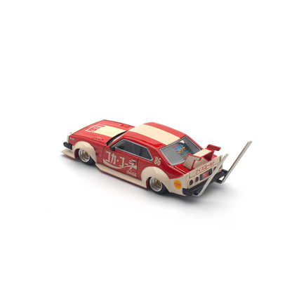 Pop Race x Tiny 1/64 Coca Cola Nissan Skyline C210 Kaido Racer (BOSOZOKU STYLE) Red - Pr64-0135