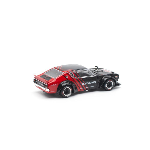 Pop Race 1/64 Nissan Skyline KPGC110 (Kenmeri) Advan Black & Red