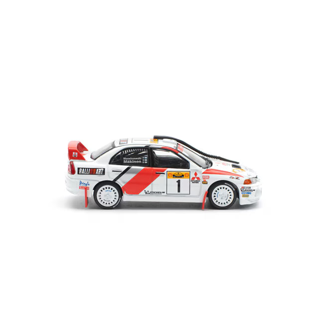 Pop Race 1/64 Mitsubushi Lancer Evolution IV Safari Rally Kenya 1998 #1 White & Red - PR64-0231