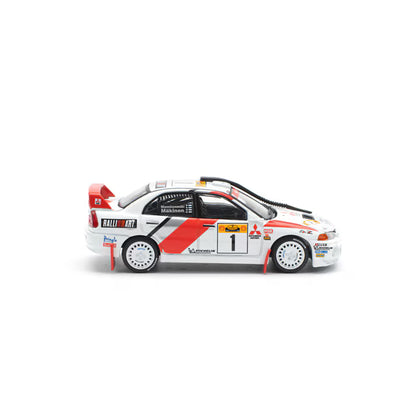 Pop Race 1/64 Mitsubushi Lancer Evolution IV Safari Rally Kenya 1998 #1 White & Red - PR64-0231