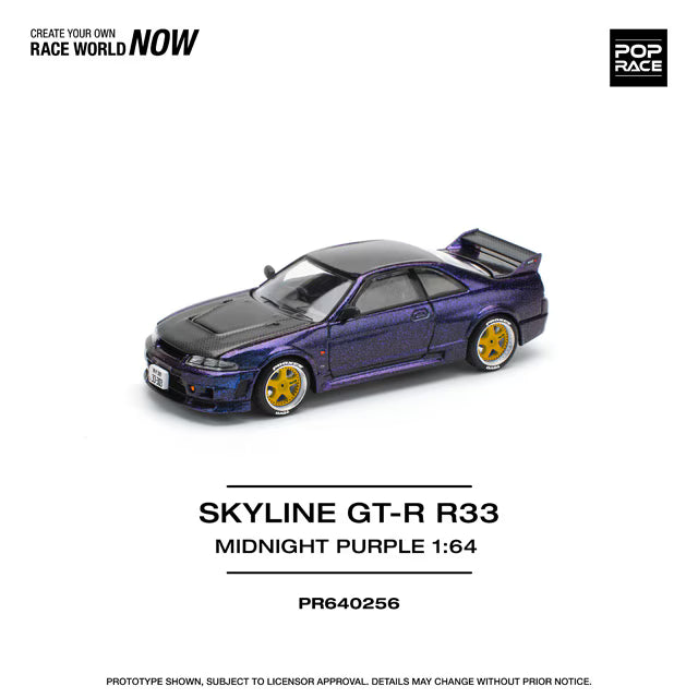 Pop Race 1/64 Nissan Skyline GT-R R33 Midnight Purple - PR64-0256