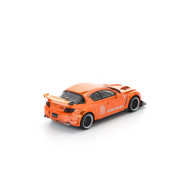 Pop Race 1/64 Mazda RX8 RE-Amemiya Widebody Chrome Orange - PR64-0281