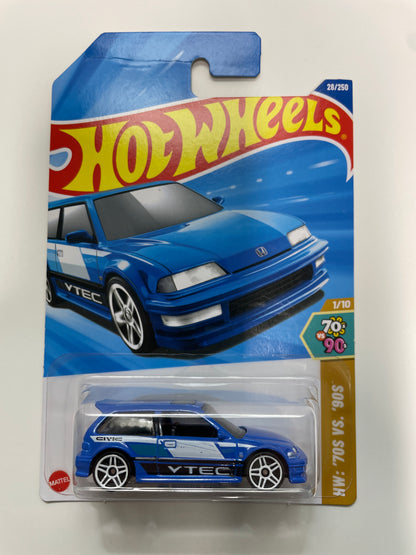 Hot Wheels 1/64 ‘90 Honda Civic EF Blue - Damaged Box