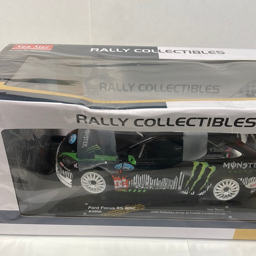 1/18 Sunstar Ford Focus RS WRC 2010 Rallyday Show At Castle Combe Circuit Ken Block Black - Damaged Box