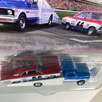 Hot Wheels 1/64 Car Culture Team Transport ‘66 Chevelle  & ‘72 Chevy Ramp Truck Blue & Red