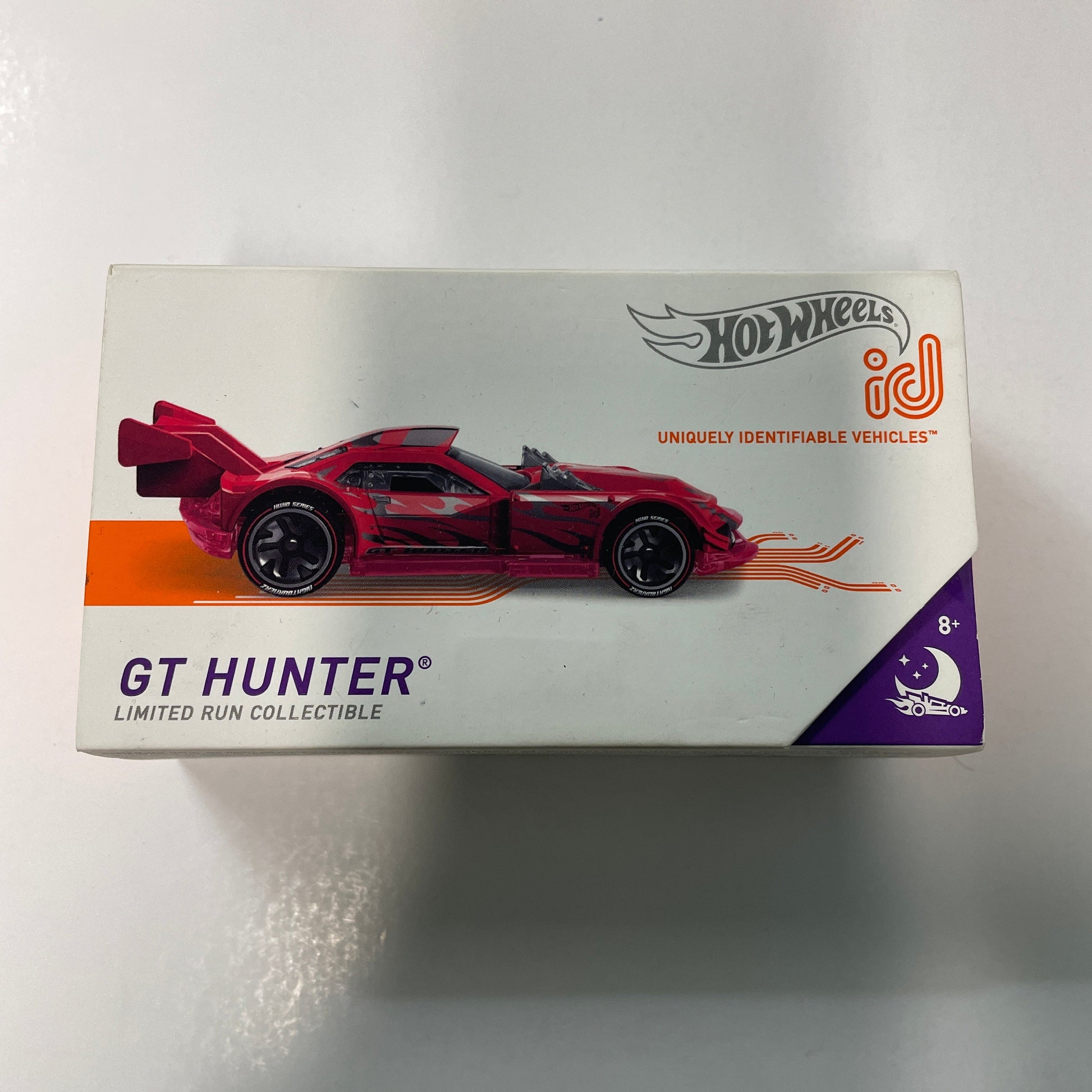 Hot Wheels GT Hunter toy car packaging on a white background