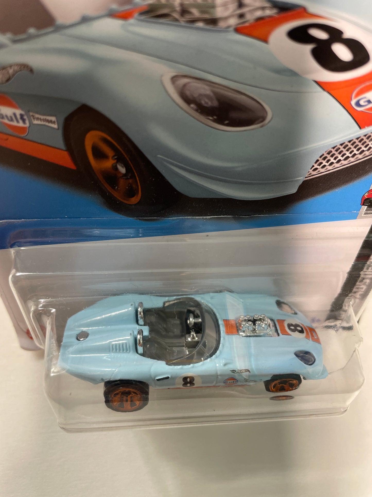 Hot Wheels 1/64 Glory Chaser #8 Gulf Blue - Damaged Box