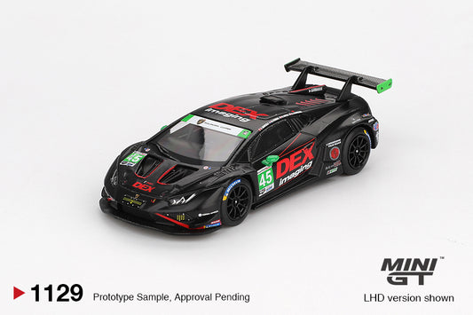 Mini GT 1/64 Lamborghini Huracán GT3 EVO2 #45 2024 IMSA Daytona 24 Hrs No. 45 DEX Imaging Black - MGT01129