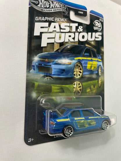 Hot Wheels 1/64 Silver Series Graphic Remix Fast & Furious Mitsubishi Lancer Evolution VII Blue - JBY47