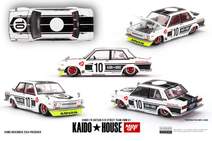 Mini GT x Kaido House 1/64 Datsun 510 Street Team XMM V1 White