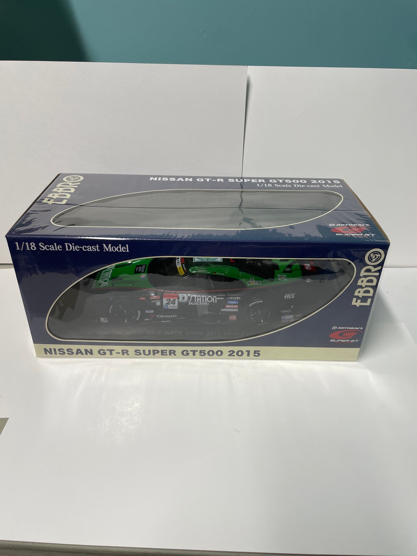 Ebbro 1/18 Nissan GT-R Super GT500 2015 D'Station Advan GT-R Super GT500 Rd.4 Fuji Winner n24 Black & Green