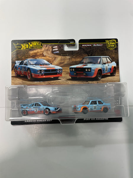 Hot Wheels 1/64 Car Culture 2 Pack Lancia Rally 037 & Fiat 131 Abarth Blue