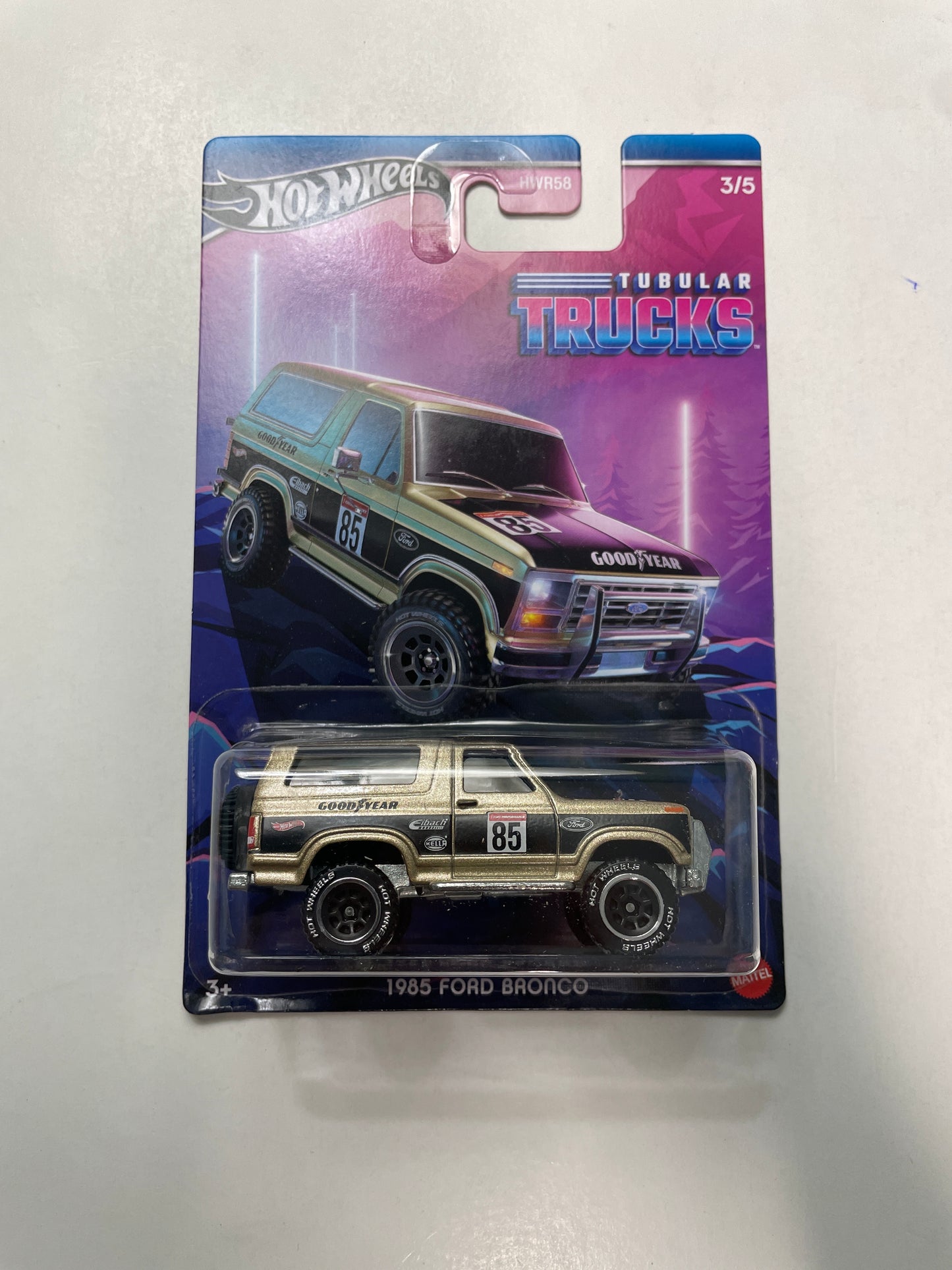 Hot Wheels 1/64 Tubular Trucks 1985 Ford Bronco Bronze - Damaged Card