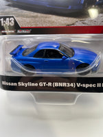 Hot Wheels 1/43 Nissan Skyline GT-R (BNR34) V-spec II Nur Blue