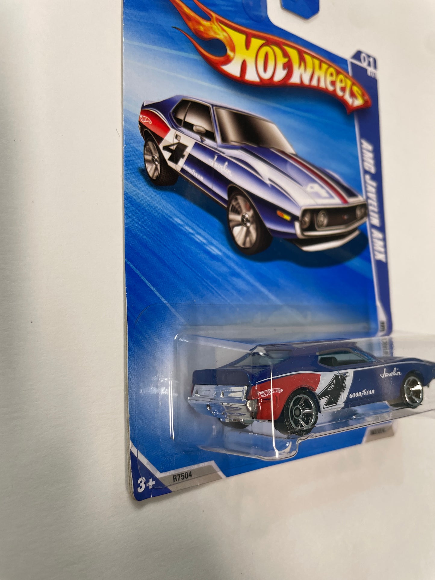 Hot Wheels 1/64 AMC Javelin AMX Blue - Damaged Box