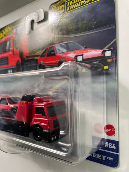 Hot Wheels 1/64 Car Culture Team Transport Toyota AE86 Sprinter Trueno & Fleet Street Red - JBM40 - Damaged Box