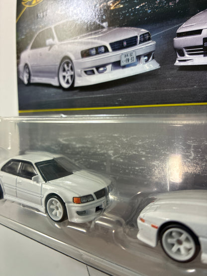 Hot Wheels 1/64 Car Culture Premium 2 Pack Toyota Chaser JZX 100 & 1989 Toyota Supra White - JHW57