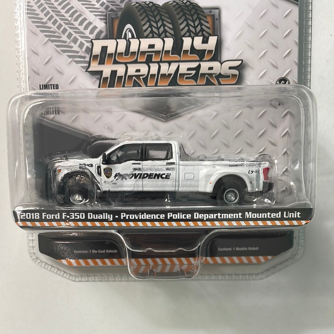 Greenlight 1/64 Dually Drivers 2018 Ford F-350 Dually - Providence Police Department Mounted Unit White