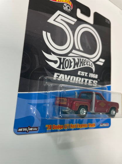 Hot Wheels 1/64 50th Favorites ‘78 Dodge Li’l Red Express Truck Red
