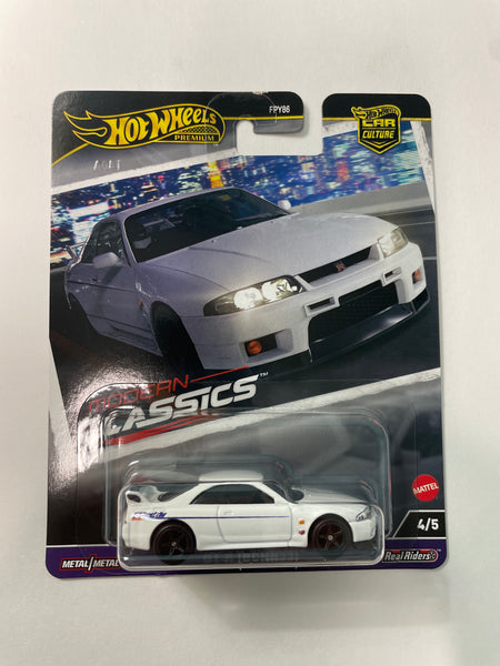 Hot Wheels 1/64 Car Culture Modern Classics Nissan Skyline GT-R (BCNR33) White - Damaged Card