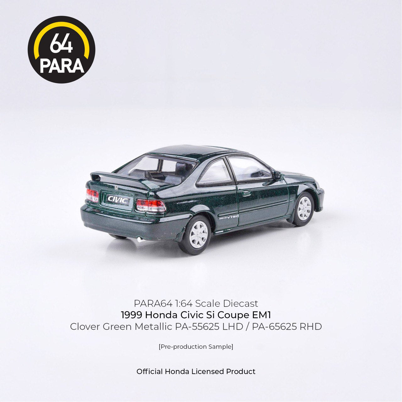Para64 1/64 1999 Honda Civic Coupe Clover Green Pearl - PA-55625
