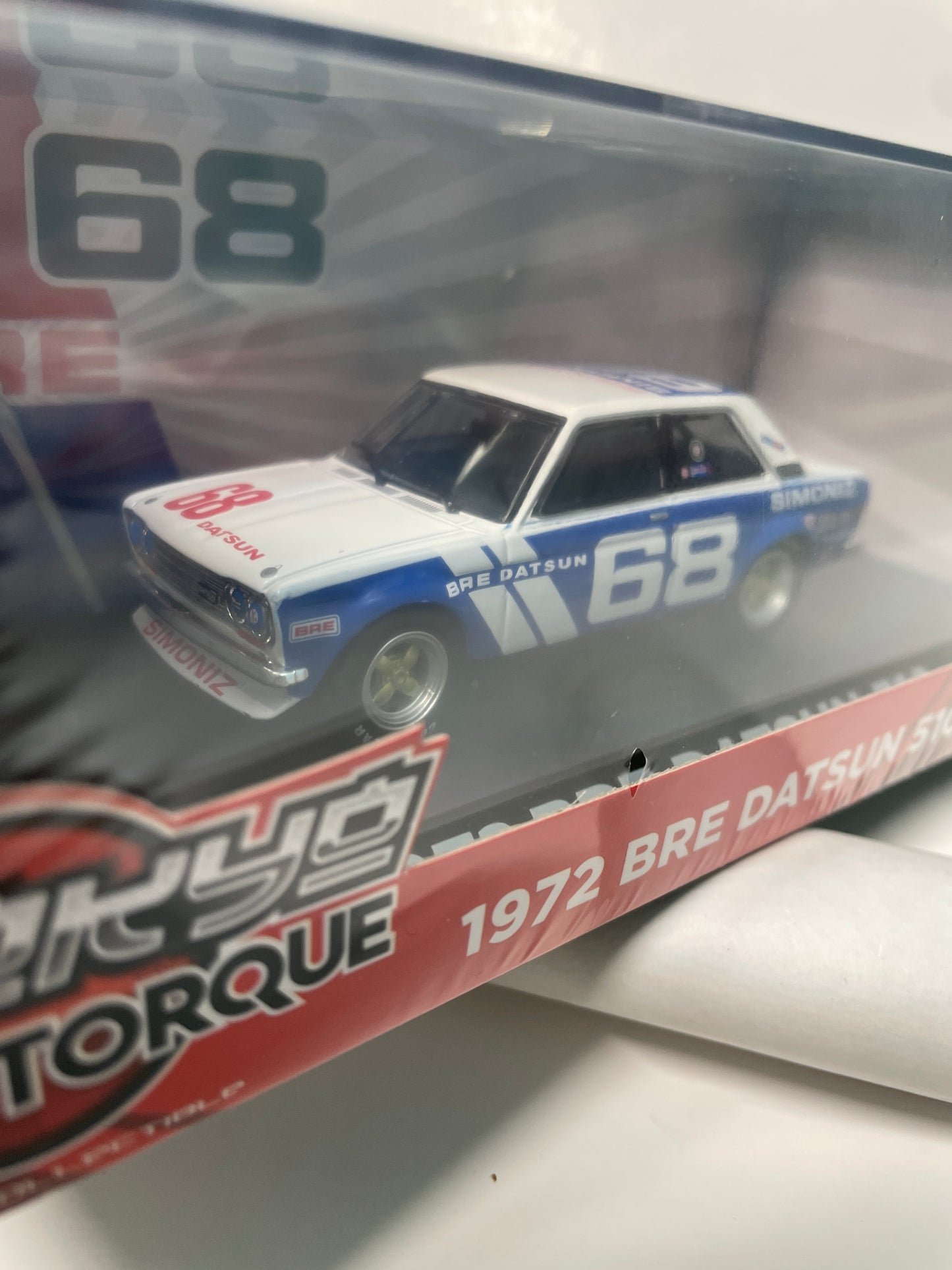 Greenlight 1/43 Torque 1972 BRE Datsun 510 n68 White & Blue