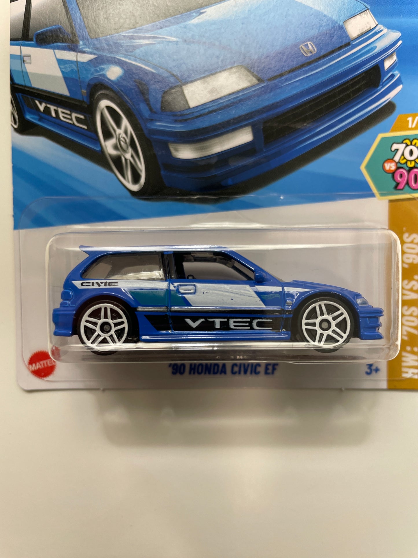 Hot Wheels 1/64 ‘90 Honda Civic EF Blue - Damaged Box