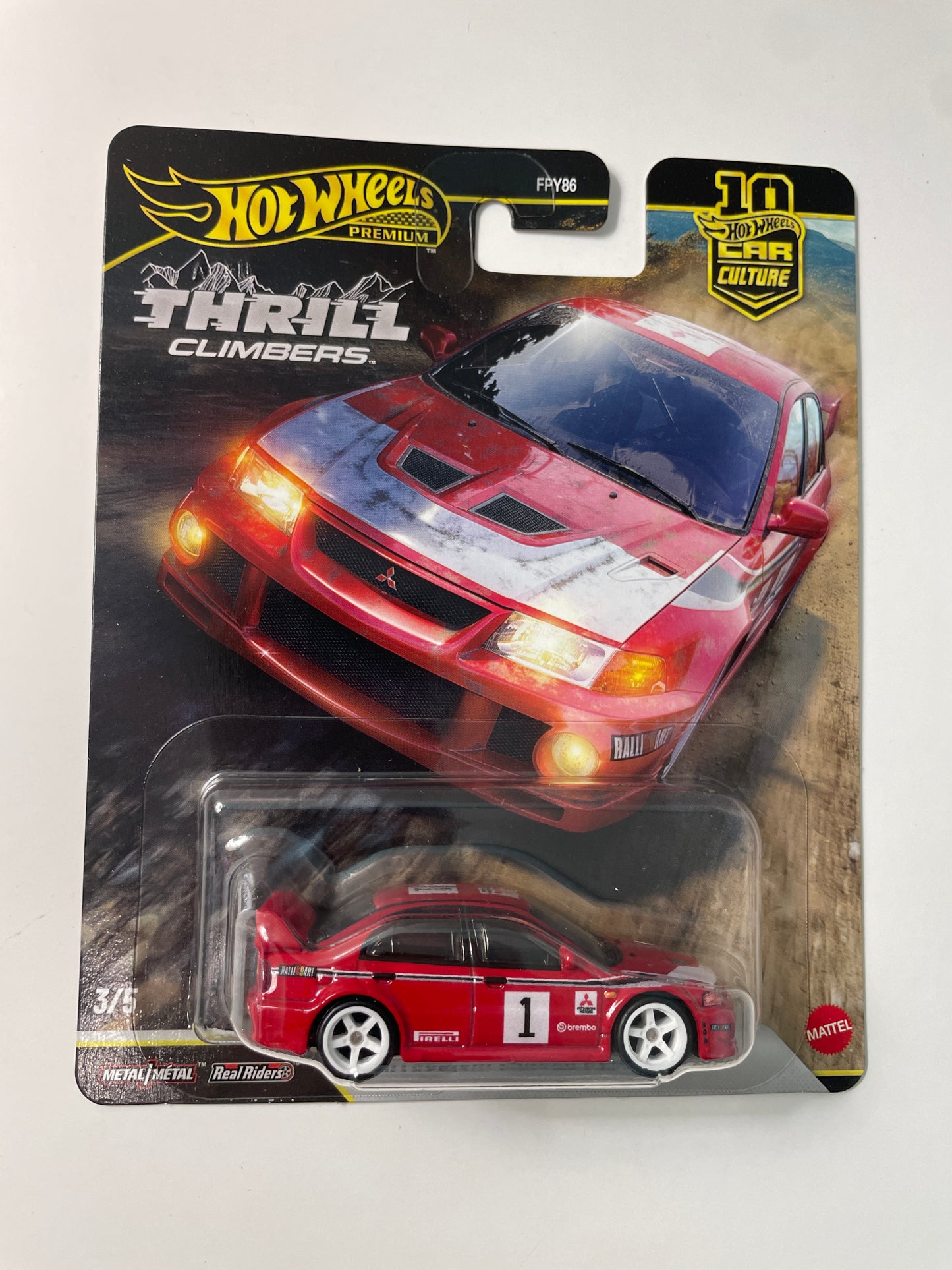 Hot Wheels 1/64 Car Culture Thrill Climbers Mitsubishi Lancer Evolution VI Red - JKF19 - Damaged Box