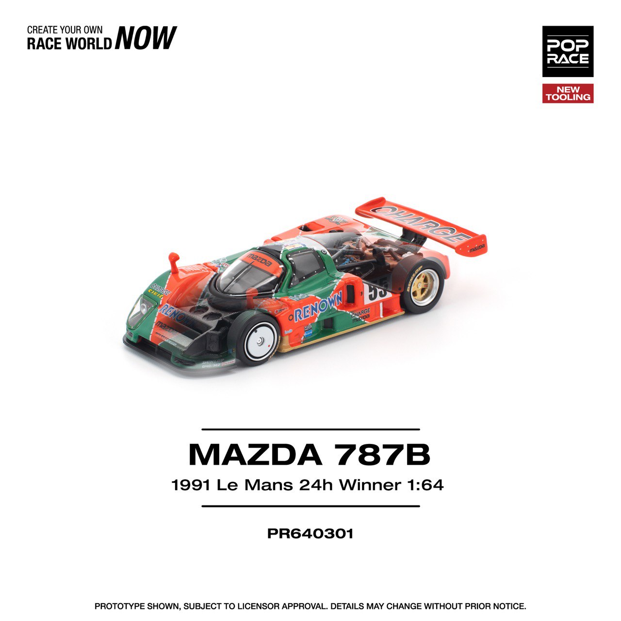 Pop Race 1/64 Mazda 787B  Le Mans 1991 Green & Orange - PR64-0301