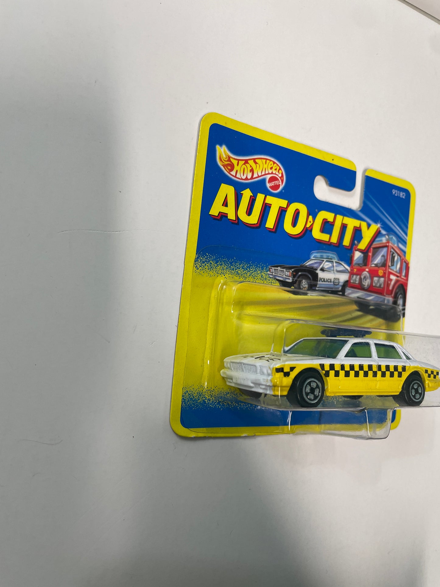 Hot Wheels 1/64 Auto City Jaguar Taxi Police White & Yellow - Damaged Box