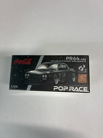 Pop Race 1/64 Nissan Skyline GT-R V8 Drift (Hakosuka) JP Coca-Cola Zero Sugar Black - PR64-0161