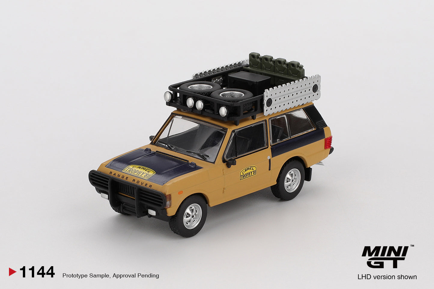 Mini GT 1/64 Range Rover 1981 Camel Trophy Sumatra C.Swoboda & K.Mentel Winner Yellow - MGT01144 - Damaged Box