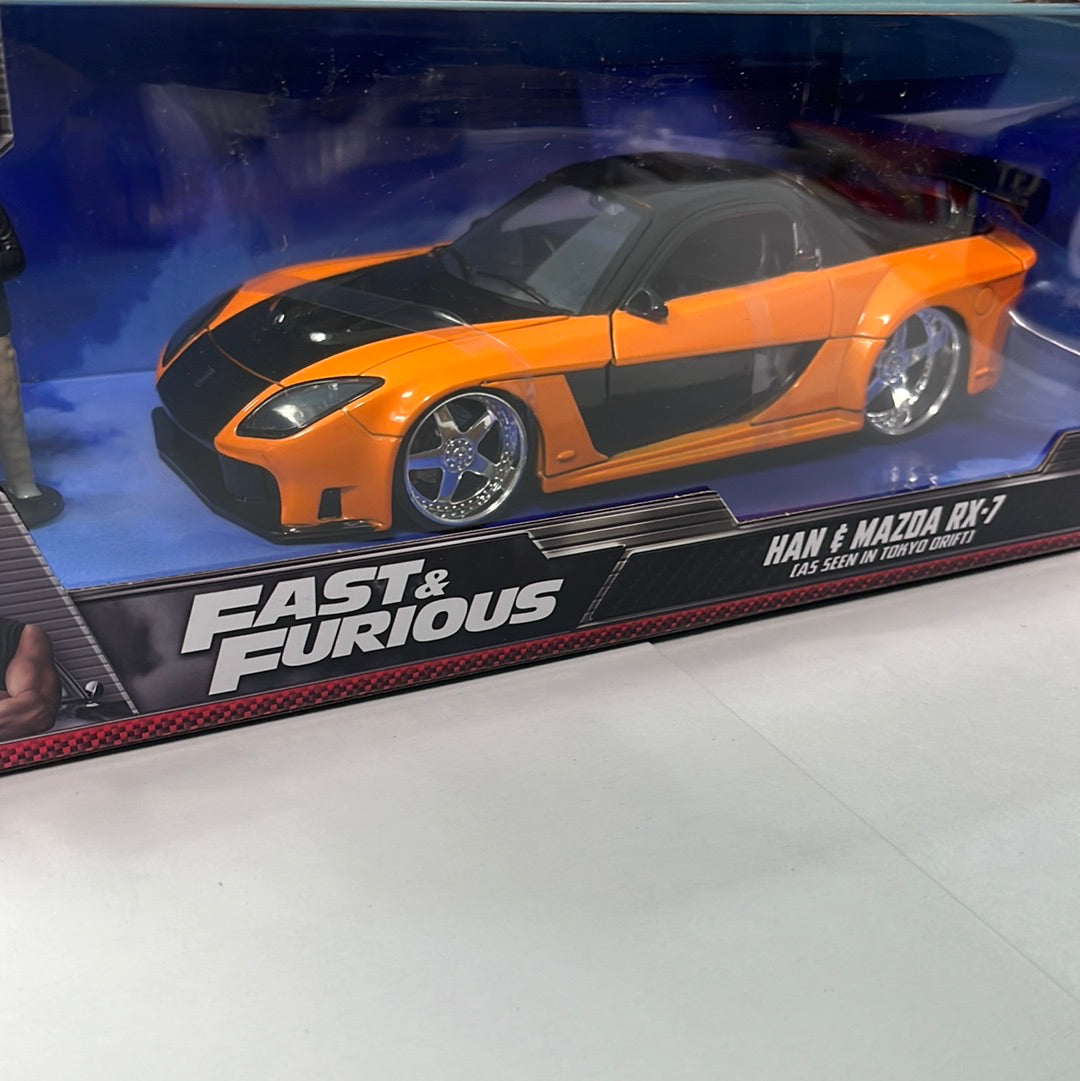 Jada 1/24 1995 Mazda RX-7 Widebody w/ Han Figure Tokyo Drift Fast